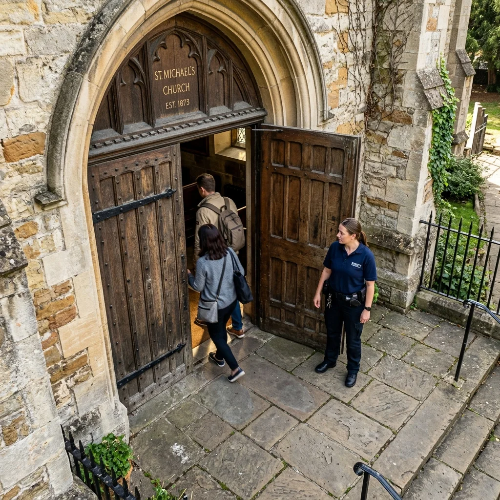 Movimentação pacífica cotidiana no entorno da igreja histórica